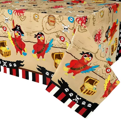 Mantel de fiesta pirata - 1 paquete de suministros desechables para fiesta pirata de 54"" X 108"" I Foto 1 de 4