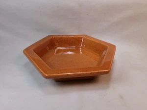 Vintage Haeger USA #5164 Art Deco Pottery Orange Speckled Hexagonal Trinket Dish - Picture 1 of 3