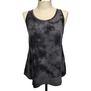 Eileen Fisher Seiden Tank Top S grau schwarz Batik transparenter Einsatz leicht - Bild 1 von 9