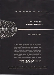 Philco Vintage 1962 Space Communications Print Ad - Picture 1 of 1