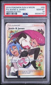 Pokemon Jesse & James Full Art Trainer Card 68 Hidden Fates PSA 10 GEM MINT FA - Picture 1 of 2