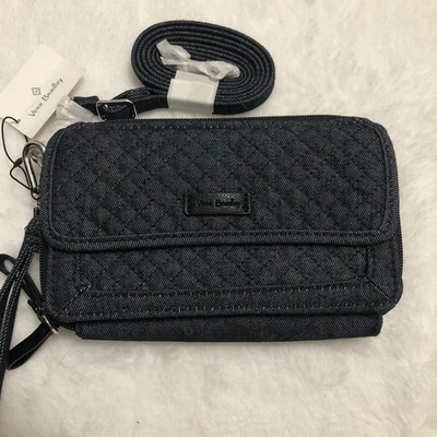 Vera Bradley Iconic RFID All In One Crossbody Denim Navy Purse Wristlet Quilted - Image 1 of 4