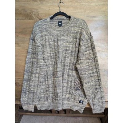 Vans Sweater Men Large Brown Heather Cable Knit Long Sleeve Crew Neck 000JZD NWT - Image 1 of 4