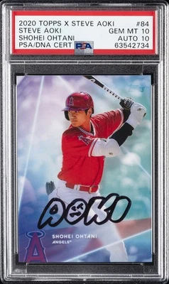 2020 TOPPS X STEVE AOKI #84 SHOHEI OHTANI PSA 10 AUTO 10 - Image 1 of 2