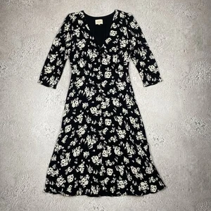 Langes Kleid Sezane Viskose schwarz geblümt Größe 38 It  - Bild 1 von 11