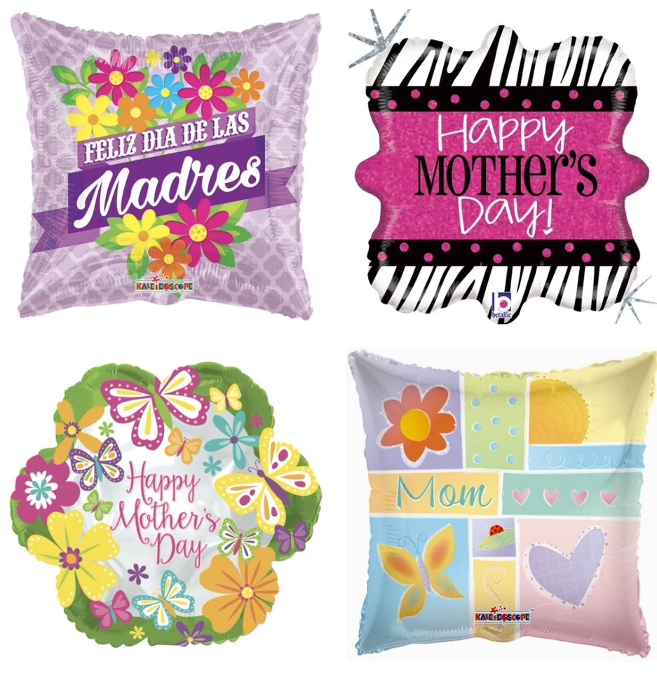 Happy Mother's Day 18" Mom Feliz Dia Madres Floral Hearts Foil Mylar Balloons  A - Image 1 of 1