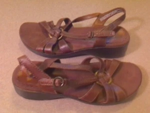 Wear Ever Sandals Womens 6M Karina Casual Slingback Brown Leather Open Toe - Picture 1 of 4