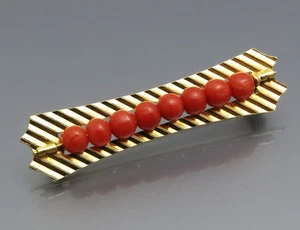 DISEÑO MADURO - ELEGANTE BROCHE CORAL - 750 ORO AMARILLO - Imagen 1 de 6