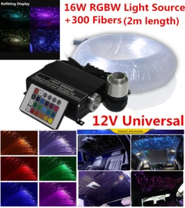 16W Car LED Light Fiber Optic Star Ceiling Kit RGB Remote 0.75mm*2m 300 Strands - Picture 1 of 11