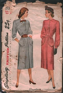 2137 Vestido de una pieza vintage con patrón de costura simplicidad faltas años 40 abotonado 14 - Imagen 1 de 2