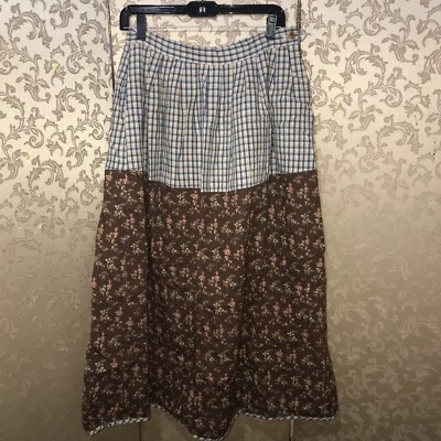 Maxi Falda Ralph Lauren Country Vintage Marrón Floral a Cuadros 12 FUNCIONA PEQUEÑA Foto 1 de 4