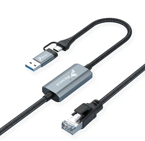 ETHERNET NETZWERK KABEL 2W1 USB-C USB-A ZU LAN ADAPTER RJ45 1Gbps 2M - Bild 1 von 9