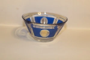 Vintage Hazel-Atlas Blue And Gold Grapes & Wheat Dip Bowl - Picture 1 of 5