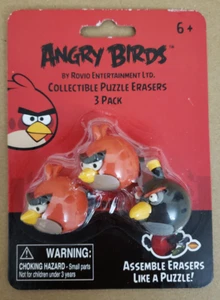 Angry Birds Sammlerstück Puzzle Radierer 3er-Pack, 2012, rot schwarzer Vogel, brandneu - Bild 1 von 2