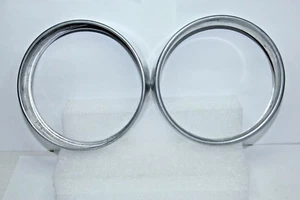 2x CLASSIC FIAT 500 SCHEINWERFER SURROUND ALU LÜNETTE FELGENRAHMEN BRANDNEU - Bild 1 von 4