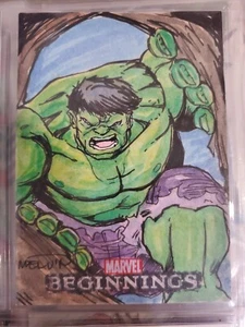 MARVEL BEGINNINGS SERIE 3 HULK Sketchkarte selten Künstler Eiche Sammler Gamma - Bild 1 von 3
