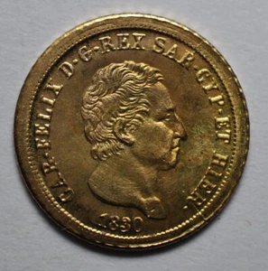Token 5 Lire 1830 CARLO FELICE Small Coin Gold 8 KT Ozt. 0.0077 - Imagen 1 de 2