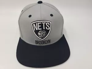 Brooklyn Nets Adidas Trefoil Distressed Snapback Hat Cap BKN Men NBA Gray Black - Picture 1 of 15