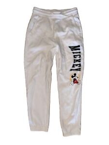 Abercrombie Kids White Mickey Mouse Sweatpants Joggers  10/12