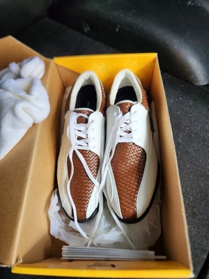 Oakley женские туфли для гольфа 7,5 - сплетенный Daisy триммер - белый/коричневый - новый в коробке - Изображение 1 из 4