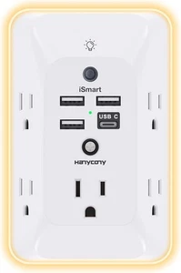 Outlet Extender with Night Light, HANYCONY Multi Plug Outlet, USB Wall Charger - Picture 1 of 5