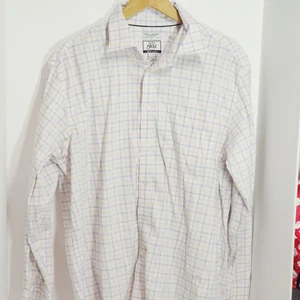 Camisa de vestir Joseph A Bank elástica sin hierro ajuste a medida 17-35 a cuadros - Imagen 1 de 3