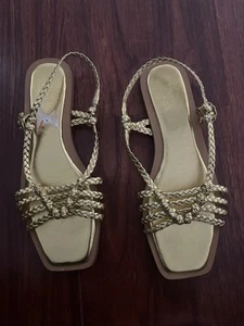 Zara Sandalen Gold Flecht Größe 38 - Bild 1 von 3