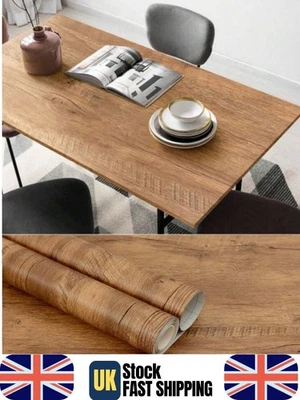 Envoltura de vinilo de roble rústico autoadhesiva pegatina de encimera impermeable grano de madera Foto 1 de 4