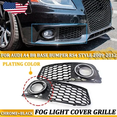 Front Fog Light Grille Cover Honeycomb Style For Audi A4 B8 Base Bumper 2009-12 - Image 1 of 4