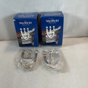 Sheffield Silver Co Silver Plated Casserole Spoon Rest Set 2 NOB - Picture 1 of 3