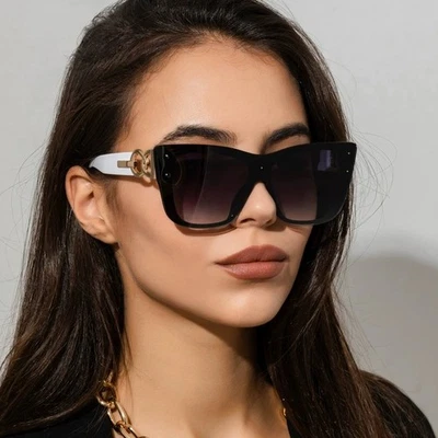 2025 New Fashion Big Frame Cat Eye Sunglasses For Ladies Street Shot Fashionable - Image 1 of 4