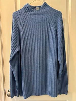 Suéter acanalado Bachrach mezcla de lana azul cuello falso Italia para hombre talla grande Foto 1 de 4