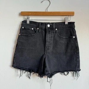 MADEWELL High-Rise Black Denim Cut-off Short - Size 26 - Excellent Condition - Picture 1 of 6
