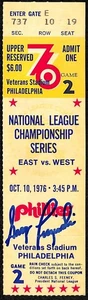 Greg Luzinski Autographed 1976 NLCS Ticket Reds @ Phillies Rose 2 Hits - Picture 1 of 2