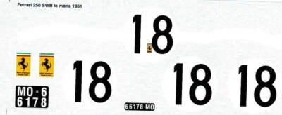 Decal 1/24 Ferrari 250GT SWB Le Mans '61 #18 Tecnomodels by Zanchetti - Immagine 1 di 3