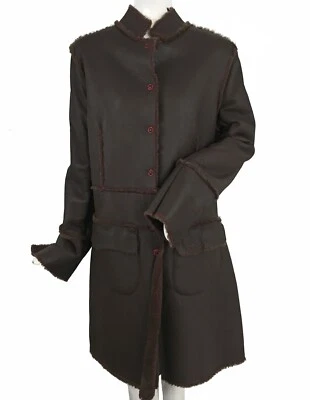 ¡NUEVO ABRIGO DE PIEL DE OVEJA Geiger de Austria $1249!  Abrigo largo marrón US 12 e 42 Foto 1 de 4
