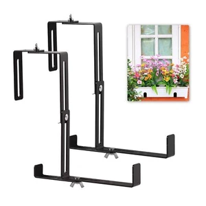 2pcs Flower Box Brackets Railing Clamp Planter Bracket Holder Plant Pot Hanger - Picture 1 of 7