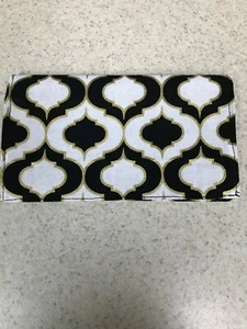Soft Fabric Checkbook - Handmade - Fancy Black & White with Gold Accents - Picture 1 of 2