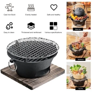 Heavy Duty Cast Iron Charcoal Grill Tabletop Party BBQ Grill Stove Camping Picni - Picture 1 of 5