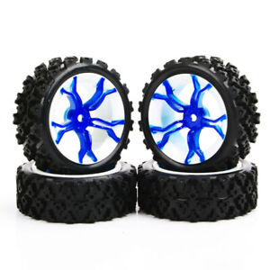 4X 1:10 12mm Hex Rubber Rally Tires &Wheel Rim For HSP HPI RC Off Road Model Car