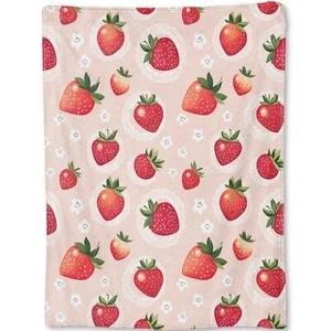 Red Strawberry Blanket - Sweet Berry Pink Fleece ThrowGifts for Kids Girls So... - Picture 1 of 6