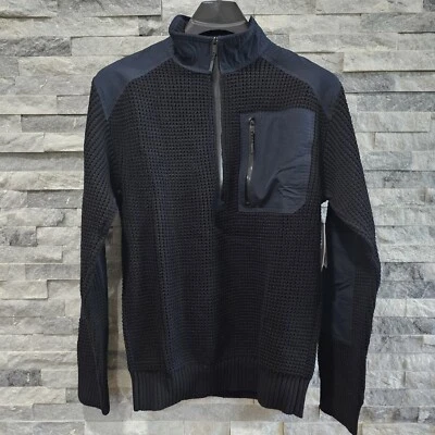 NEW Men's Bass Outdoor Utility Half Zip Waffle Sweater Size Small Black - Image 1 of 4