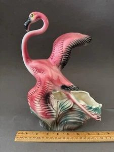 MADDUX OF CALIFORNIA PINK GLAZED CERAMIC OPEN WING FLAMINGO MCM PLANTER VASE - Picture 1 of 17