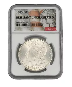 1883-P $1 MORGAN DOLLAR 90% SILVER US COIN NGC CERTIFIED BRILLIANT UNCIRCULATED - Picture 1 of 4