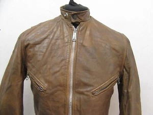 VINTAGE 60-70'S SCHOTT USA LEATHER CAFE RACER JACKET SIZE 38, ACE PATINA - Picture 1 of 22