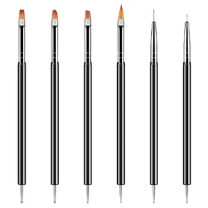 Nail Dotting Tools 6PCS Double-ended Nail Art Brushes Kit Nail Art Gel Polish Li - Picture 1 of 7