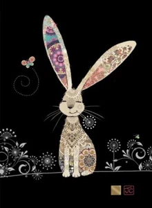 Bug Art Decorative Rabbit Embossed Jewel Effect Blank Greetings Card Birthday - Picture 1 of 1
