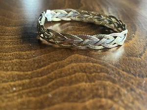 Milor Sterling Silver 925 Tri Color. 5 Strand Braided Herringbone Bracelet - Picture 1 of 6