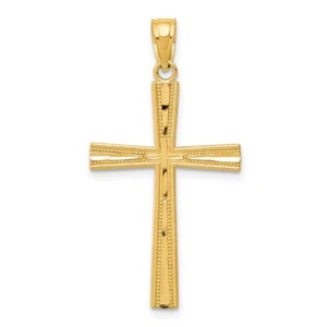 14K Yellow Gold Reversible Satin/Shiny-Cut Cross Pendant - Picture 1 of 5