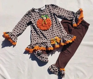 Girls Emily Rose Shirt Legging Size 5 Pumpkin Harvest Halloween Thanksgiving - Picture 1 of 8